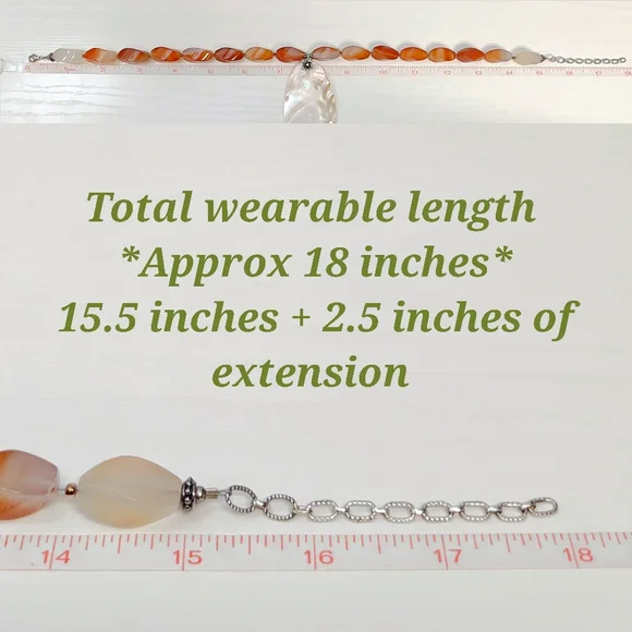 Vintage Sterling Silver Carnelian Mother Of Pearl Floral Pendant Necklace 18" - Picture 9 of 15